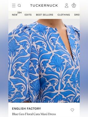 Tuckernuck English Factory Blue Geo Floral Cara Maxi Dress NWT